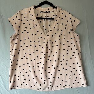 Halogen Womens Polka Dot Cap Sleeve Top Size XL Office Career Business Work